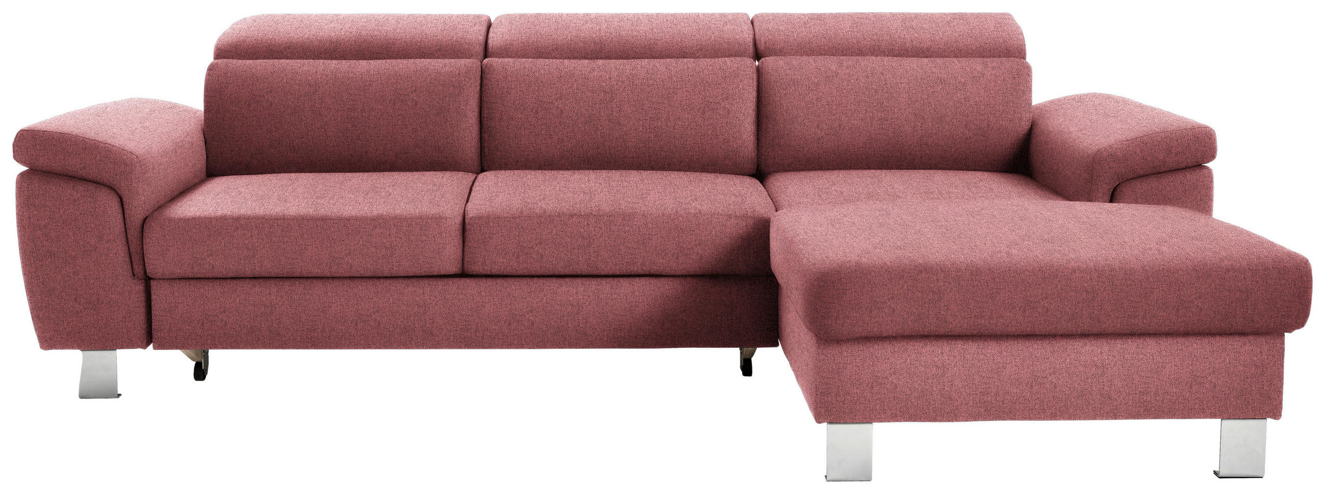 ECKSOFA inkl. Funktionen Hellrot Webstoff  - Hellrot/Silberfarben, Design, Textil/Metall (250/167cm) - Xora