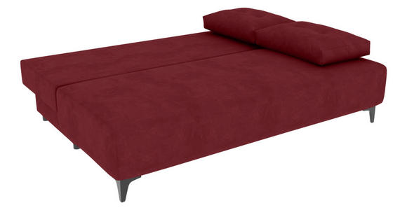 SCHLAFSOFA  mit Liegefunktion Velours Weinrot  - Weinrot/Schwarz, KONVENTIONELL, Textil/Metall (200/98/90cm) - Carryhome