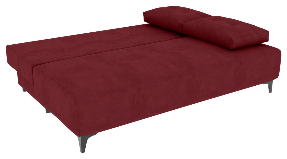 SCHLAFSOFA  mit Liegefunktion Velours Weinrot  - Weinrot/Schwarz, KONVENTIONELL, Textil/Metall (200/98/90cm) - Carryhome