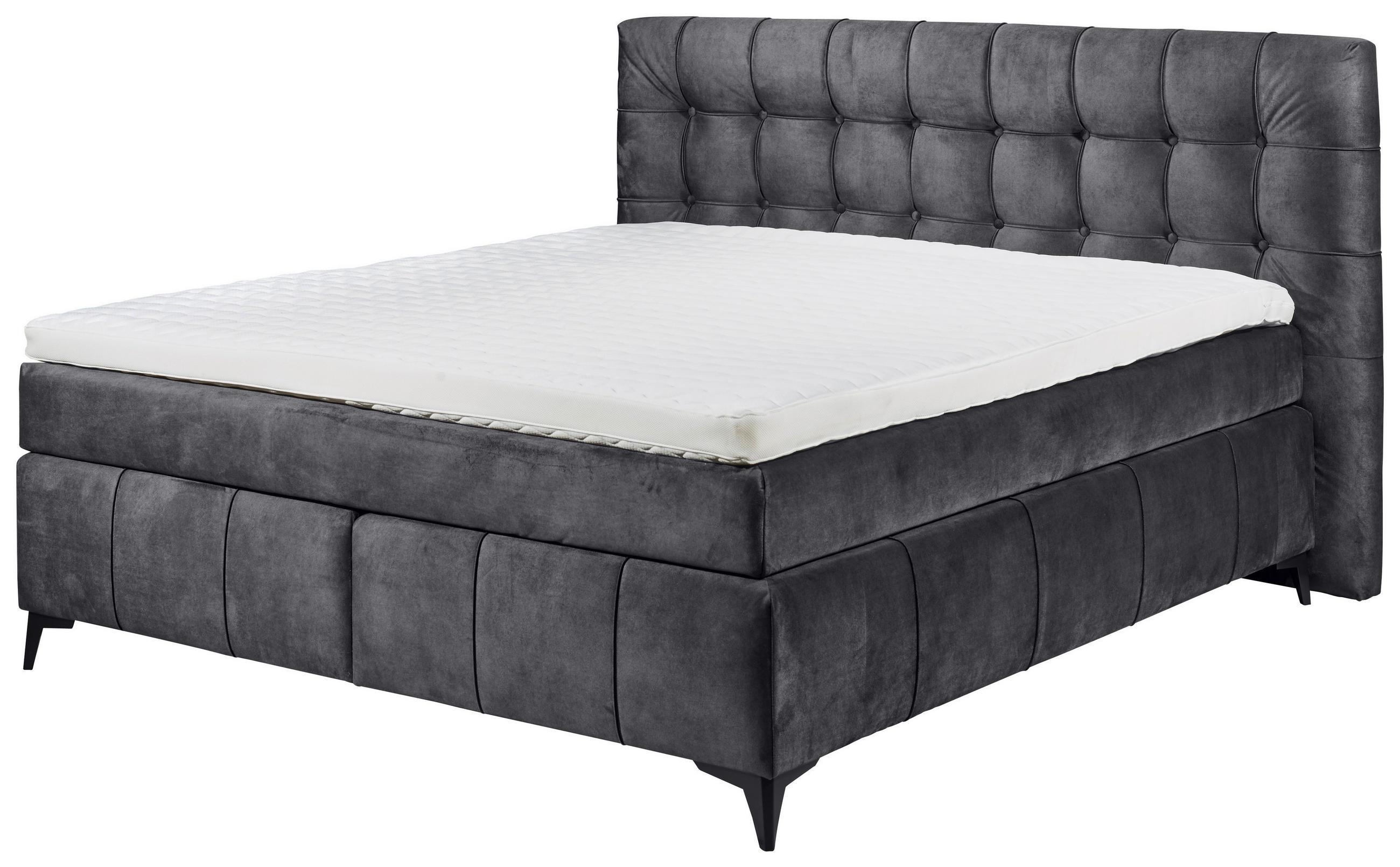 BOXSPRINGBETT 180/200 cm  in Anthrazit  - Anthrazit/Schwarz, KONVENTIONELL, Kunststoff/Textil (180/200cm) - Modante