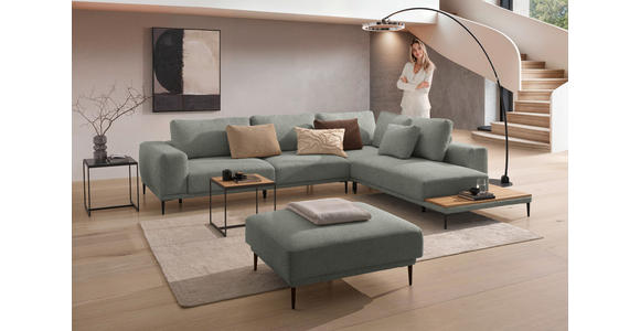 ECKSOFA  in Leinwand Graugrün  318/271 cm  - Schwarz/Graugrün, Design, Textil/Metall (318/271cm) - Belluti