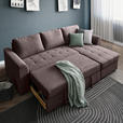 ECKSOFA Braun Cord, Velours  - Schwarz/Braun, Design, Kunststoff/Textil (243/155cm) - Xora