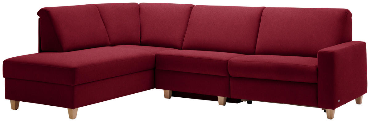 ECKSOFA in Flachgewebe Rot  203/261 cm  - Eichefarben/Rot, KONVENTIONELL, Holz/Textil (203/261cm) - Sedda
