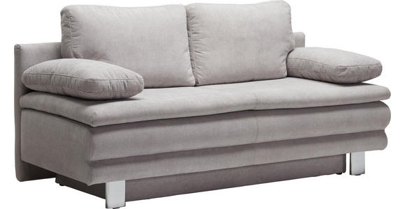 SCHLAFSOFA Bruno in Chenille Hellgrau  - Chromfarben/Hellgrau, Design, Textil/Metall (194/96/86cm) - Novel