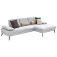 ECKSOFA in Chenille, Mikrofaser Hellgrau  299/157 cm  - Hellgrau/Schwarz, Design, Textil/Metall (299/157cm) - Dieter Knoll