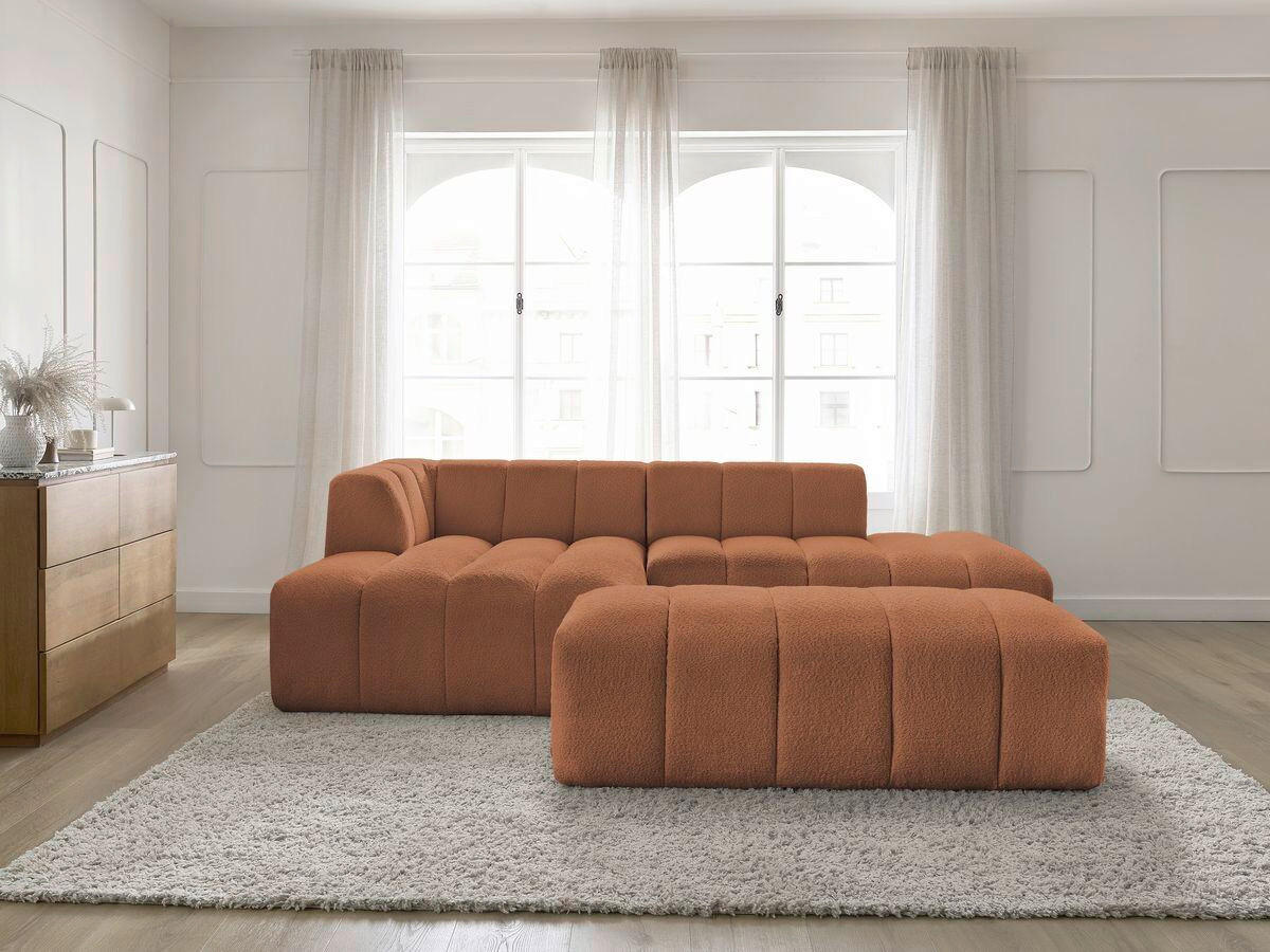 ECKSOFA  ANNECY Orange Bouclé  - Schwarz/Orange, MODERN, Kunststoff/Textil (170/262cm)