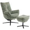 RELAXSESSELSET Cord Relaxfunktion, Hocker    - Schwarz/Grün, Design, Textil/Metall (77/100/78cm) - Carryhome