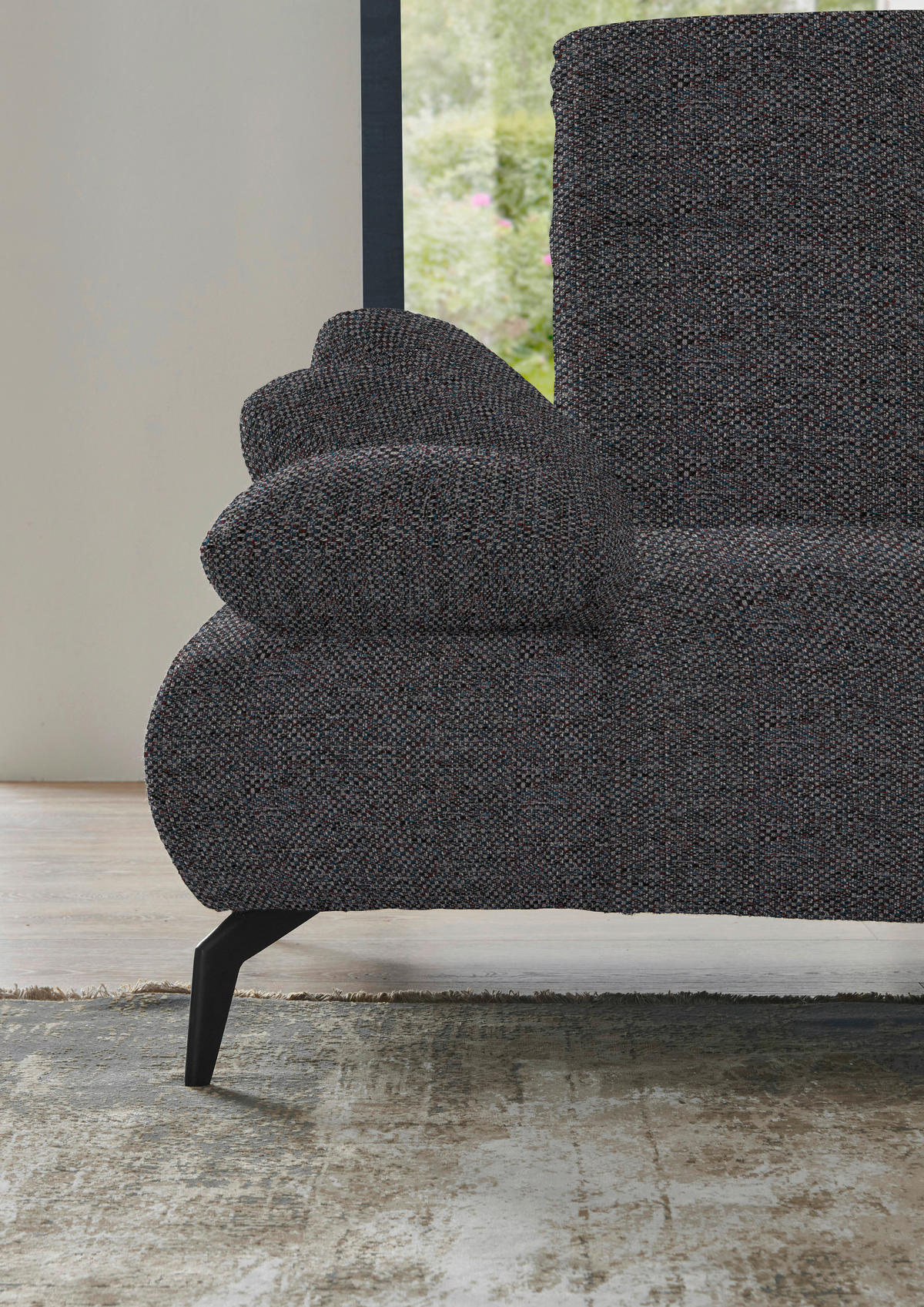ECKSOFA in Webstoff Dunkelgrau  - Dunkelgrau/Schwarz, Design, Textil/Metall (223/290cm) - Moderano