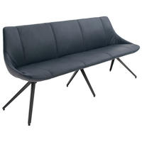 SITZBANK 195/88/62 cm Struktur Echtleder Blau, Grau Metall  - Blau/Anthrazit, Design, Leder/Textil (195/88/62cm) - Bert Plantagie