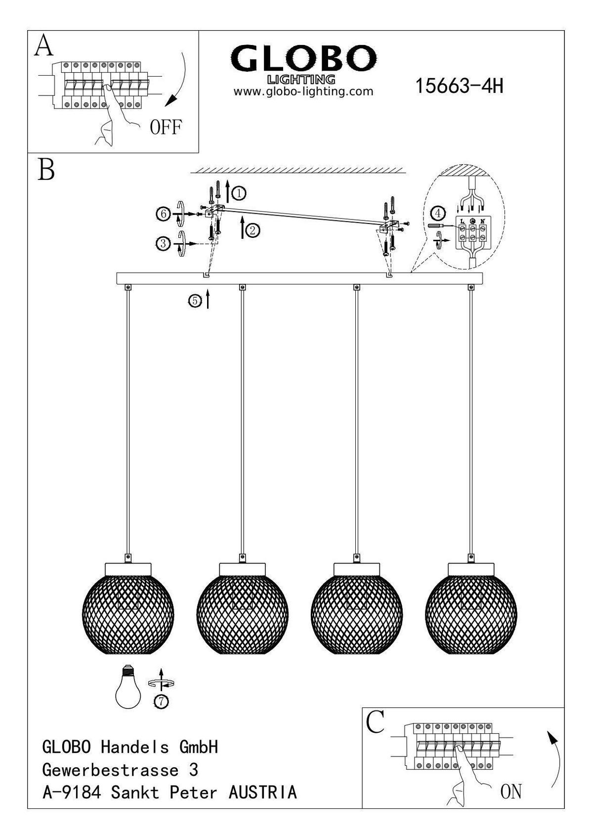 HÄNGELEUCHTE 95/20/120 cm   - Schwarz/Braun, Basics, Holz/Metall (95/20/120cm) - Globo