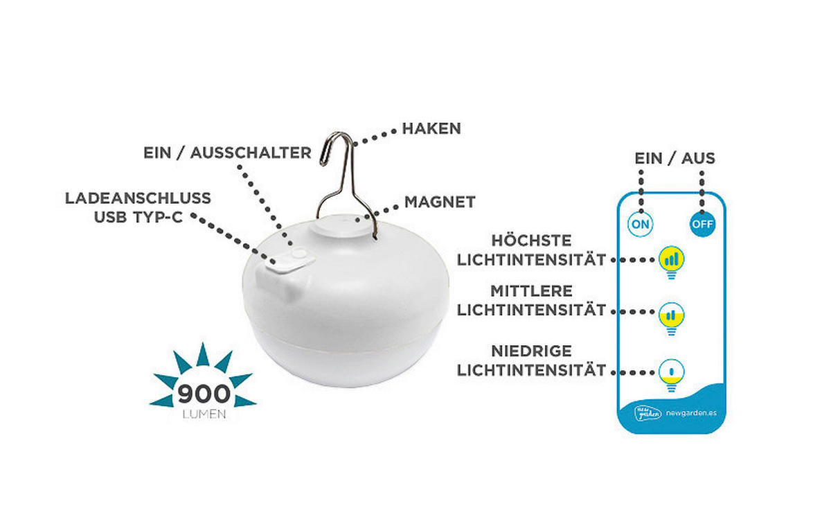 AUßENHÄNGELEUCHTE Cherry 11/8,5 cm   - Weiß, Basics, Kunststoff (11/8,5cm) - New Garden