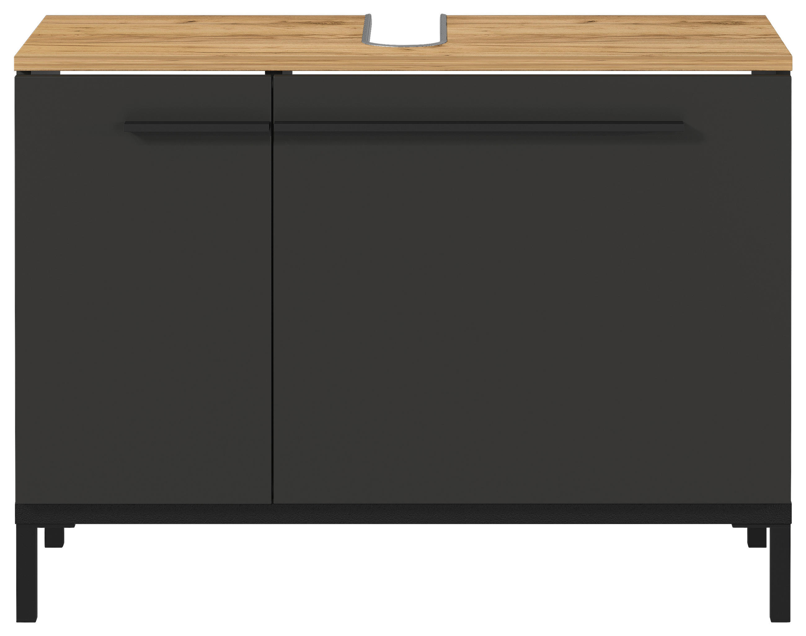 WASCHBECKENUNTERSCHRANK 80/59/34 cm  - Eichefarben/Graphitfarben, MODERN, Holzwerkstoff/Metall (80/59/34cm) - Germania