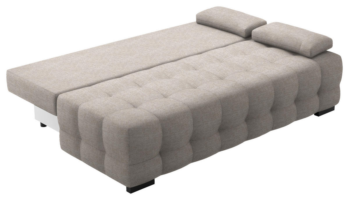 SCHLAFSOFA in Chenille, Plüsch Greige  - Greige/Schwarz, KONVENTIONELL, Kunststoff/Textil (209/96/100cm) - Stylife
