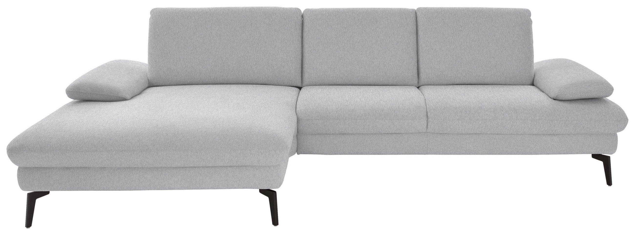 ECKSOFA in Chenille, Mikrofaser Hellgrau  - Hellgrau/Schwarz, Design, Textil/Metall (157/299cm) - Dieter Knoll