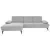 ECKSOFA in Chenille, Mikrofaser Hellgrau  - Hellgrau/Schwarz, Design, Textil/Metall (157/299cm) - Dieter Knoll