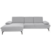 ECKSOFA in Chenille, Mikrofaser Hellgrau  157/299 cm  - Hellgrau/Schwarz, Design, Textil/Metall (157/299cm) - Dieter Knoll
