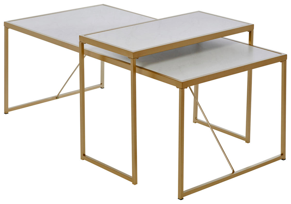 COUCHTISCHSET Weiß, Goldfarben 120/70/52 cm  - Goldfarben/Weiß, KONVENTIONELL, Metall (120/70/52cm) - Livetastic