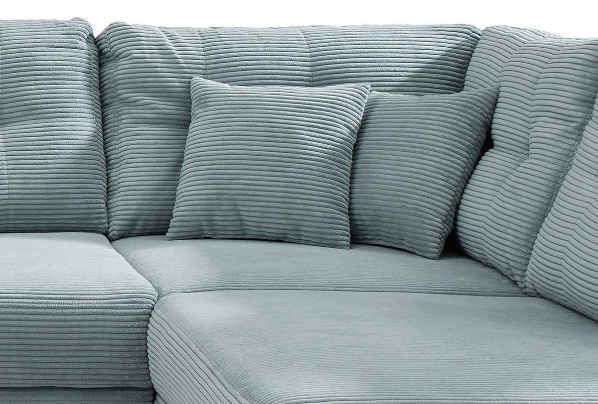 WOHNLANDSCHAFT in Cord Hellblau  - Naturfarben/Hellblau, Modern, Holz/Textil (176/338-352/206cm) - Livetastic