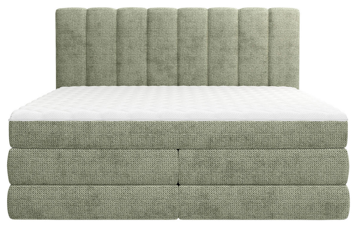 BOXSPRINGBETT 140/200 cm,  in Salbeigrün, Bettkasten, Matratzen, H2 + H3 = mittel + fest  - Salbeigrün/Schwarz, KONVENTIONELL, Kunststoff/Textil (140/200cm) - Carryhome