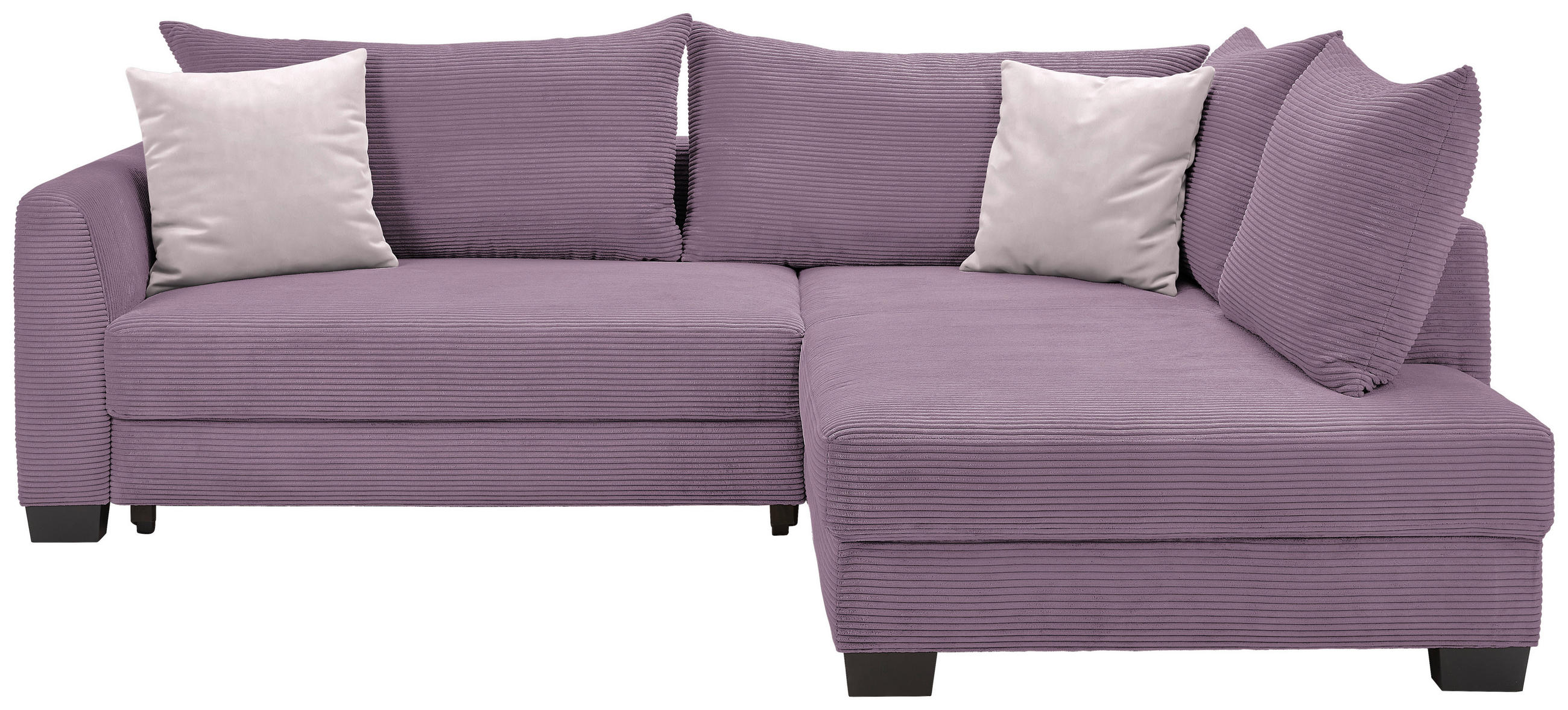 ECKSOFA in Cord Violett  - Violett/Schwarz, KONVENTIONELL, Holz/Textil (267/181cm) - Carryhome