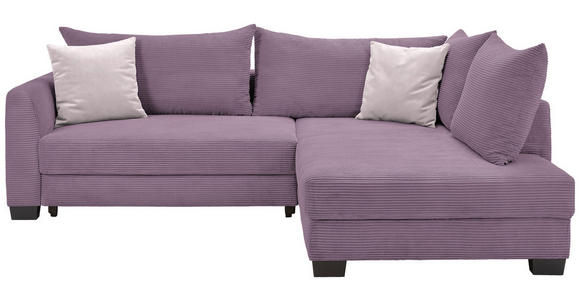 ECKSOFA in Cord Violett  - Violett/Schwarz, KONVENTIONELL, Holz/Textil (267/181cm) - Carryhome