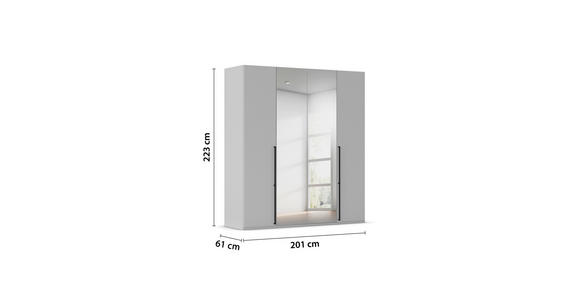 DREHTÜRENSCHRANK 201/223/61 cm,  in Graphitfarben, 4-türig  - Chromfarben/Schwarz, Basics, Glas/Holzwerkstoff (201/223/61cm) - Novel