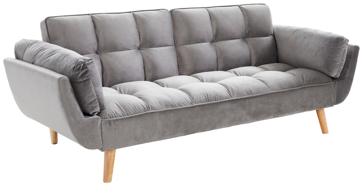 ZOFA S POSTELJNO FUNKCIJO,  siva tekstil  - siva/naravne barve, Moderno, tekstil/les (212/92/81cm) - MID.YOU