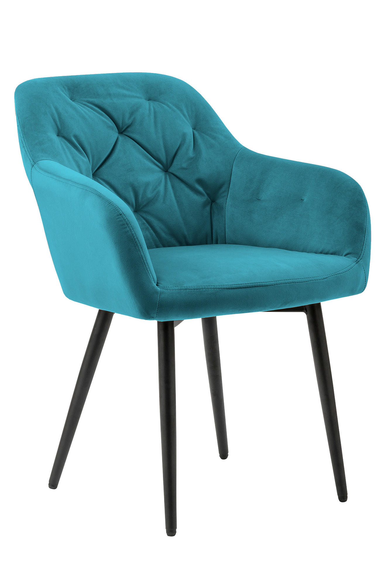 ARMLEHNSTUHL  in Samt  - Türkis/Schwarz, MODERN, Textil/Metall (61/85/45cm) - Livetastic