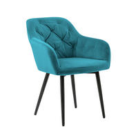ARMLEHNSTUHL  in Samt  - Türkis/Schwarz, MODERN, Textil/Metall (61/85/45cm) - Livetastic