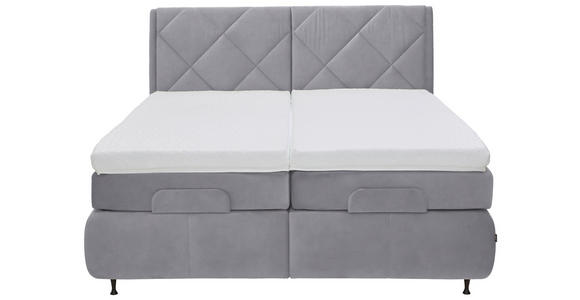 BOXSPRINGBETT 180/200 cm  in Hellgrau  - Hellgrau/Schwarz, KONVENTIONELL, Textil/Metall (180/200cm) - Dieter Knoll