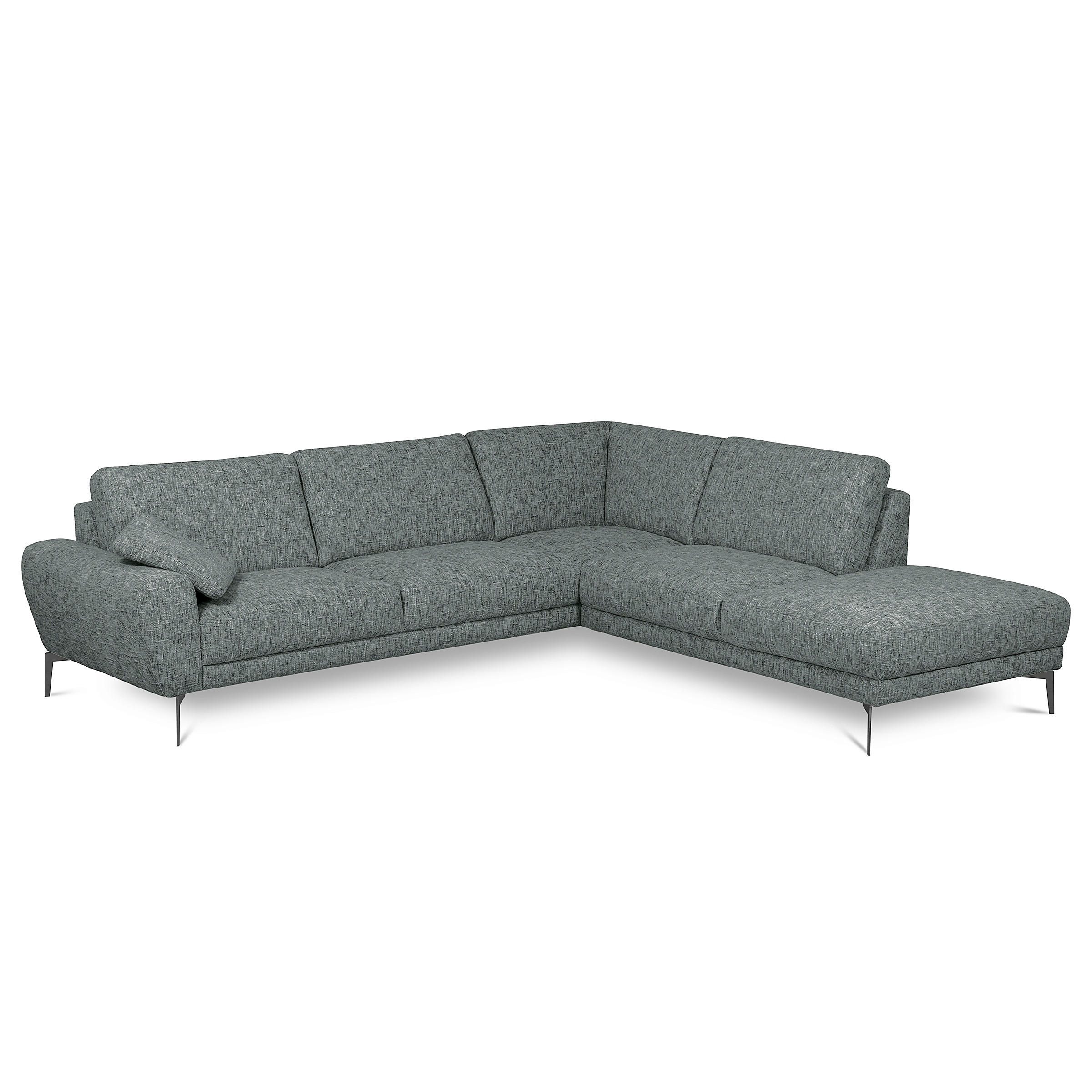 ECKSOFA SPRING Anthrazit Webstoff Zierkissen  - Anthrazit/Schwarz, Design, Textil/Metall (273/250cm) - Livetastic