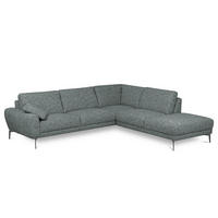 ECKSOFA SPRING Anthrazit Webstoff Zierkissen  - Anthrazit/Schwarz, Design, Textil/Metall (273/250cm) - Livetastic