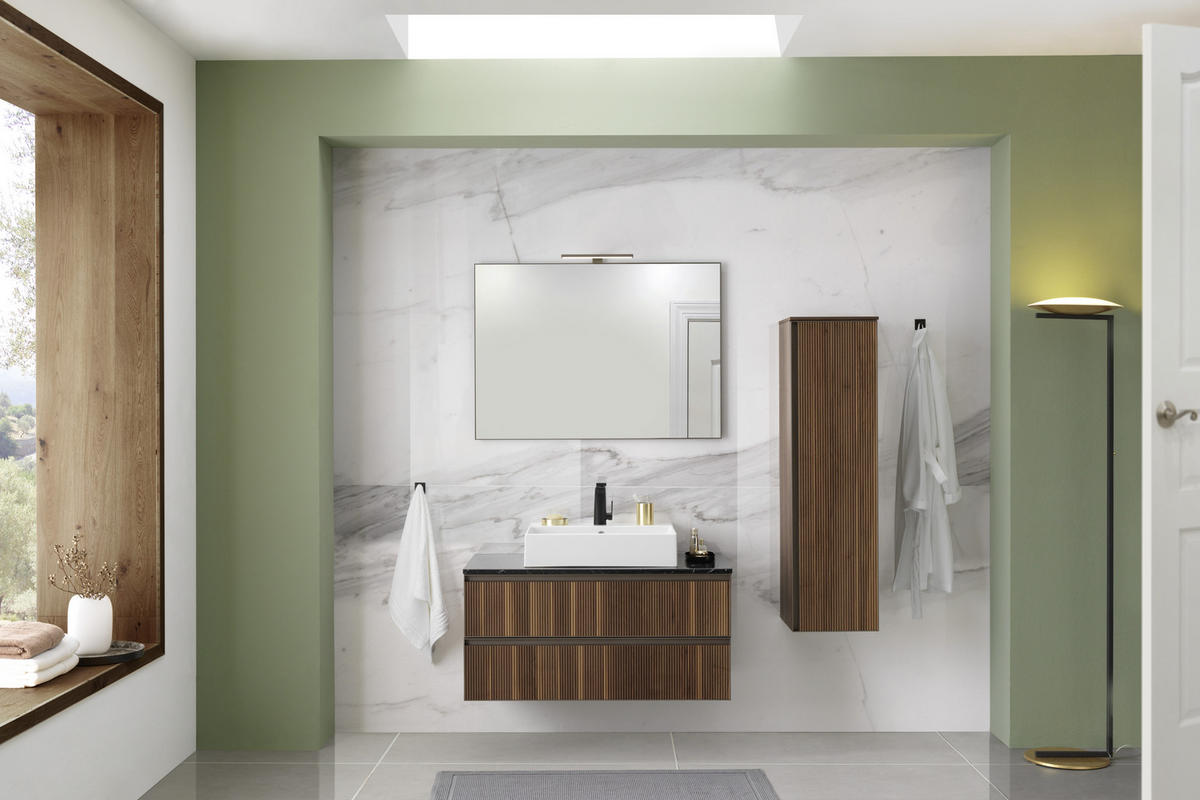 MIDISCHRANK 35/125/37 cm  - Nussbaumfarben/Bronzefarben, Design, Glas/Holz (35/125/37cm) - Dieter Knoll