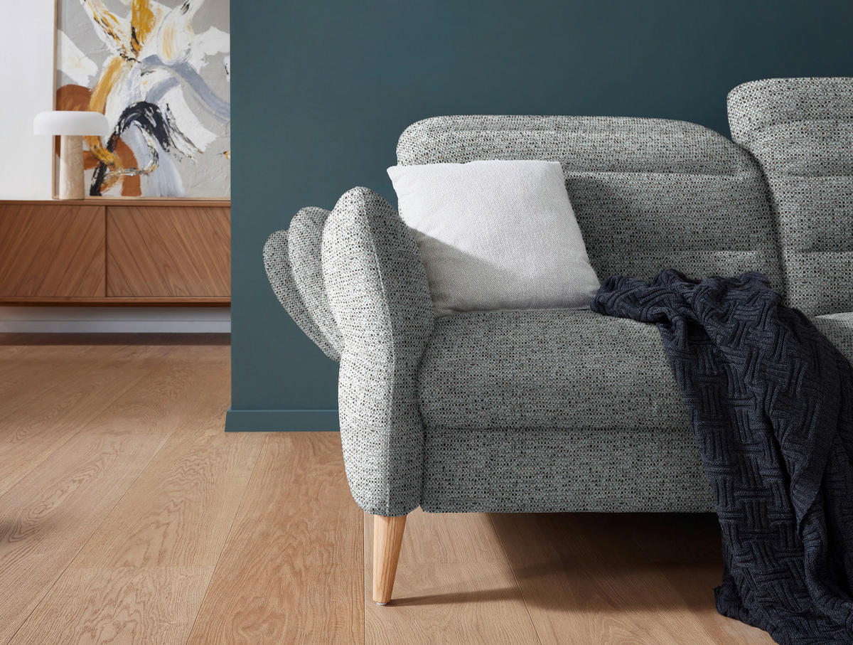 2-SITZER-SOFA in Webstoff Pastellblau  - Eiche Bianco/Pastellblau, Design, Holz/Textil (192-220/85-106/98-112cm) - Dieter Knoll
