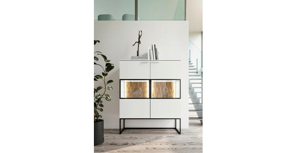 HIGHBOARD 120,3/147/42,4 cm  - Eichefarben/Weiß, Design, Glas/Holz (120,3/147/42,4cm) - Moderano