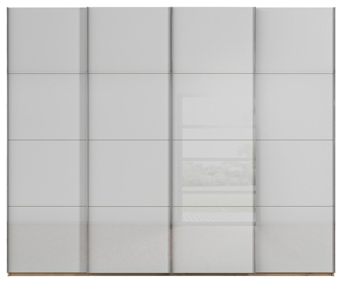 SCHWEBETÜRENSCHRANK 271/235/68 cm 4-türig Grau, Eiche Artisan  - Chromfarben/Eiche Artisan, Design, Glas/Holzwerkstoff (271/235/68cm) - Novel