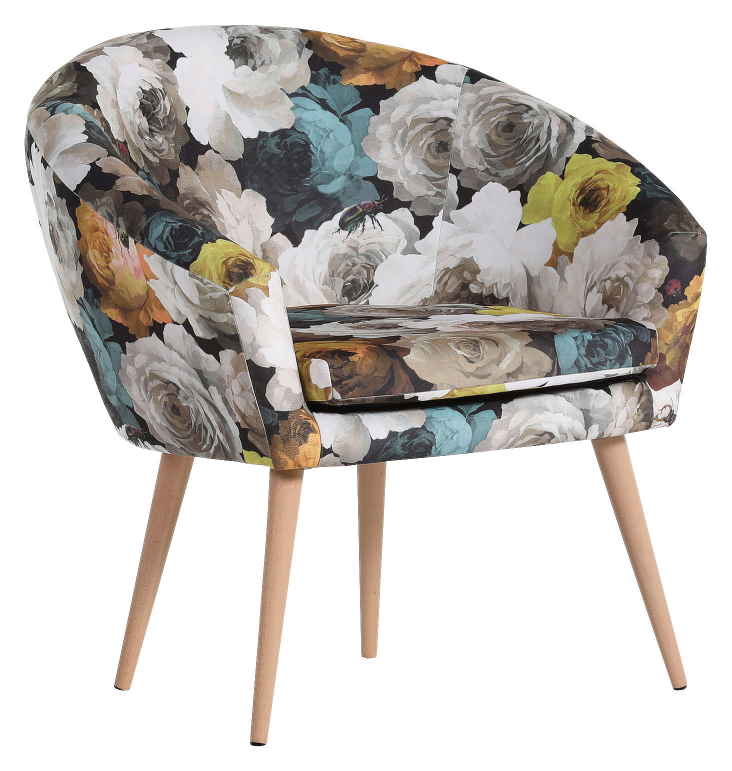 FOTELJA 73/73/43/66 cm , žuta, višebojna  - višebojna/žuta, Dizajnerski, tekstil (73/73/43/66cm) - Carryhome