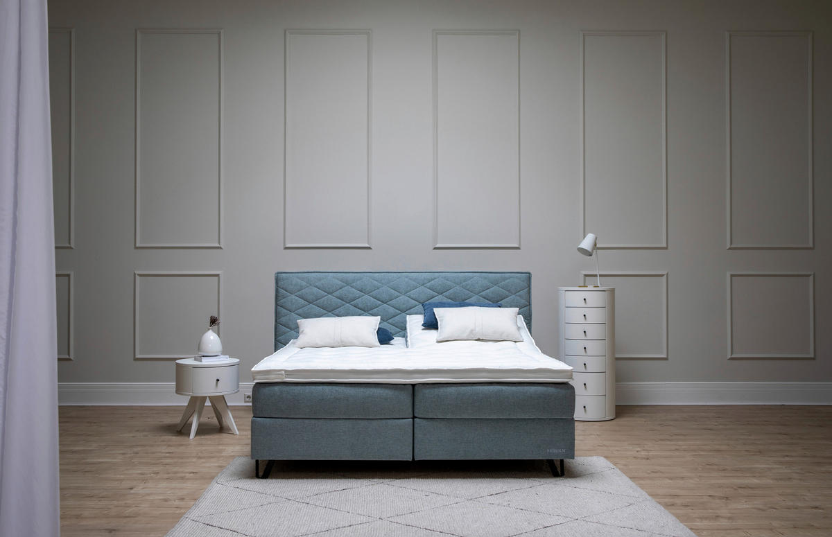 BOXSPRINGBETT 180/200 cm  in Türkis  - Türkis/Schwarz, Konventionell, Holz/Textil (180/200cm) - Sjöholm