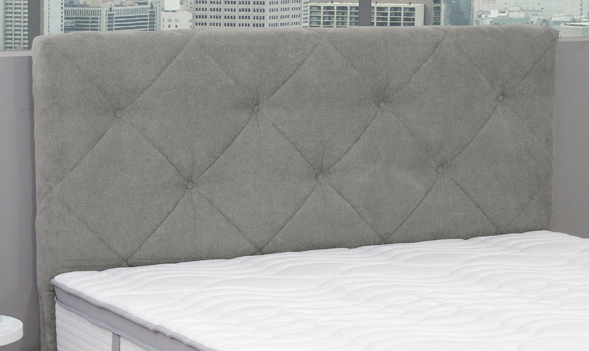 BOXSPRINGBETT 180/200 cm  in Hellgrau  - Chromfarben/Hellgrau, KONVENTIONELL, Kunststoff/Textil (180/200cm) - Carryhome