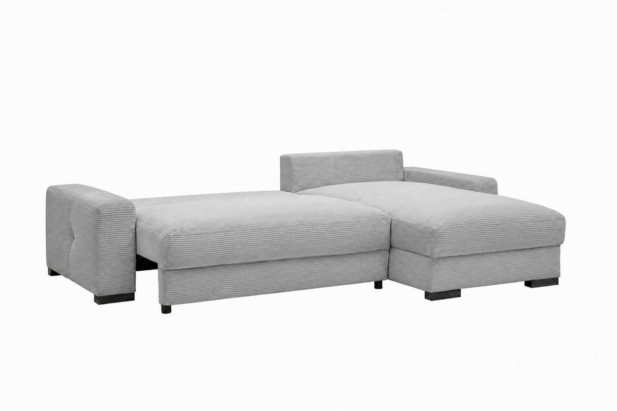 ECKSOFA  Cord Hellgrau  - Hellgrau/Schwarz, Basics, Holz/Holzwerkstoff (264/184cm) - MID.YOU