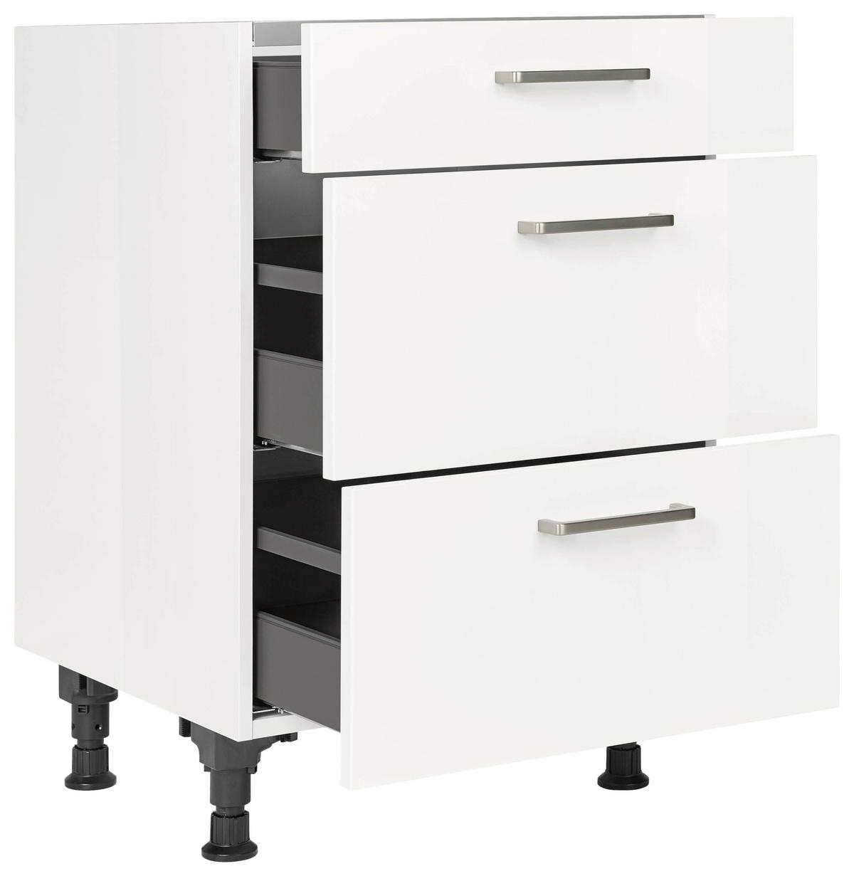 KOCHFELDUMBAUSCHRANK 60/87/56 cm  in Weiß Hochglanz  - Edelstahlfarben/Weiß Hochglanz, MODERN, Holzwerkstoff/Metall (60/87/56cm) - Nobilia