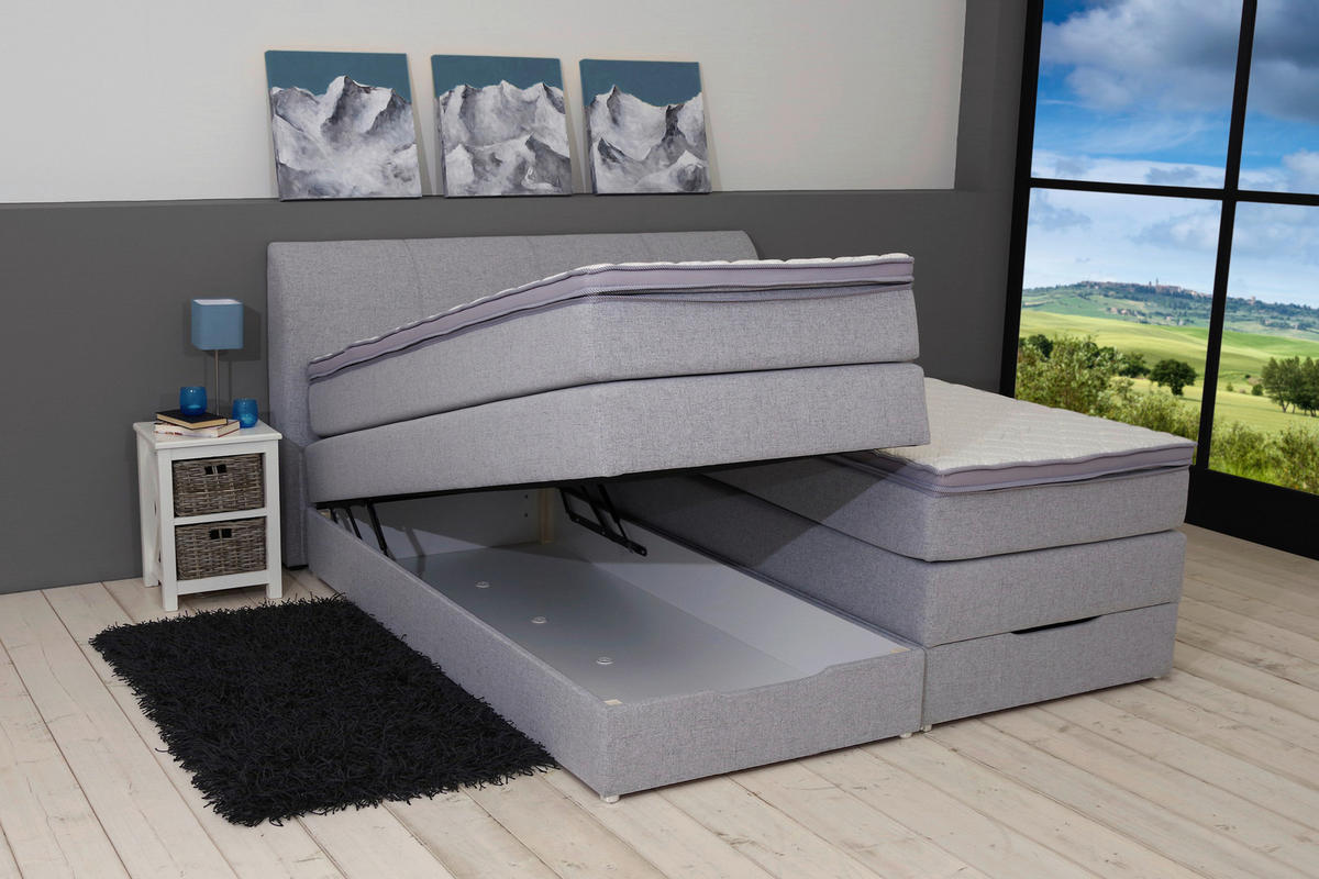 BOXSPRINGBETT 200/200 cm  in Silberfarben  - Silberfarben, Konventionell, Textil (200/200cm) - Carryhome