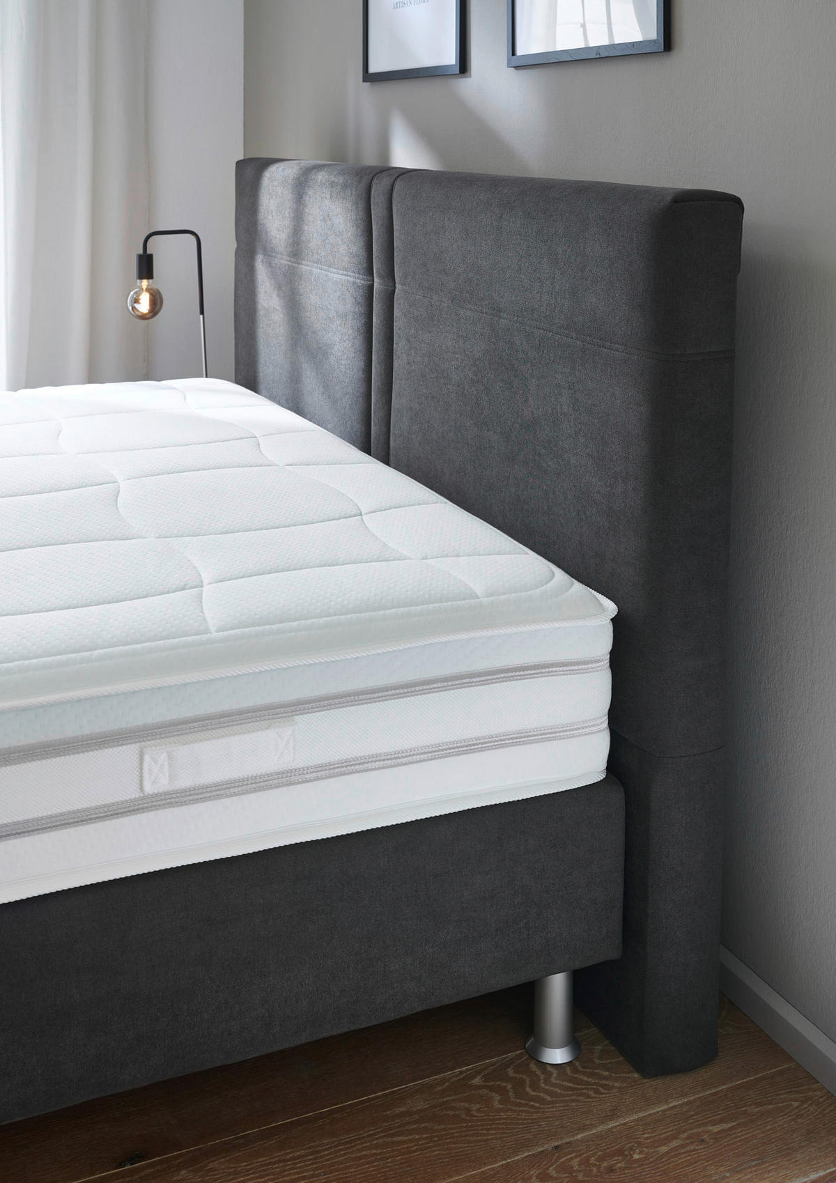 BOXSPRINGBETT 200/200 cm  in Anthrazit  - Anthrazit/Alufarben, Design, Kunststoff/Textil (200/200cm) - Beldomo - Sleep
