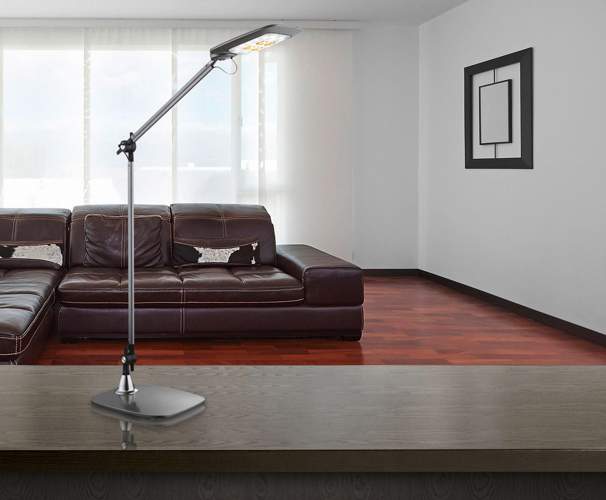 LED-TISCHLEUCHTE - Schwarz/Grau, Design, Kunststoff/Metall (49/17,9/96cm) - Globo