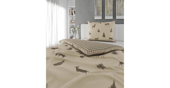 WENDEBETTWÄSCHE 2-teilig Flanell 140/200 cm  - Taupe, KONVENTIONELL, Textil (140/200cm) - Esposa
