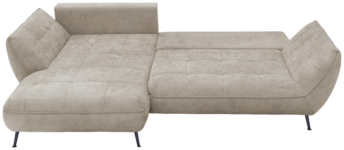ECKSOFA in Struktur Sandfarben  187/282 cm  - Sandfarben/Schwarz, Design, Textil/Metall (187/282cm) - Livetastic