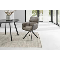ARMLEHNSTUHL  Sitzfläche 360° drehbar Webstoff  Schwarz, Braun  - Schwarz/Braun, Modern, Textil/Metall (61/91/65cm) - Livetastic