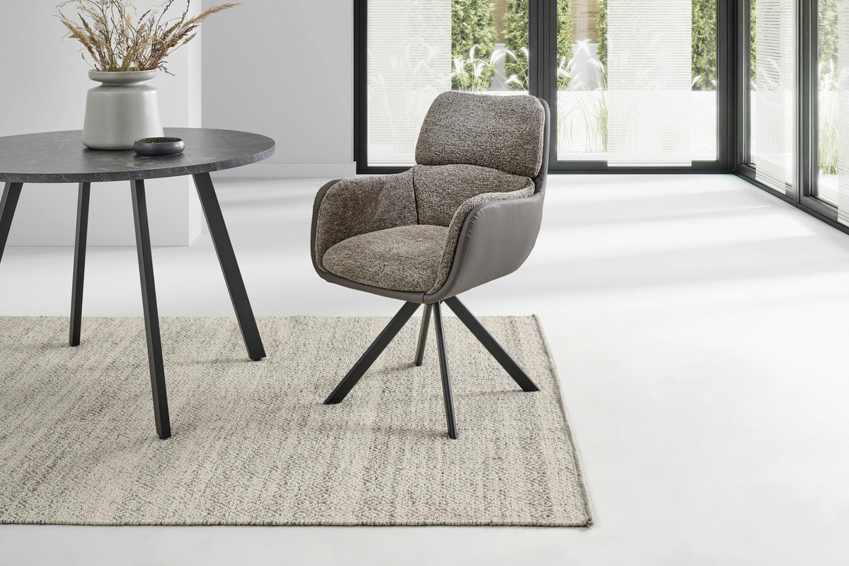 STOLICA S NASLONOM ZA RUKE  smeđa, crna  metal, tekstil      - smeđa/crna, Moderno, metal/tekstil (61/91/65cm) - Livetastic
