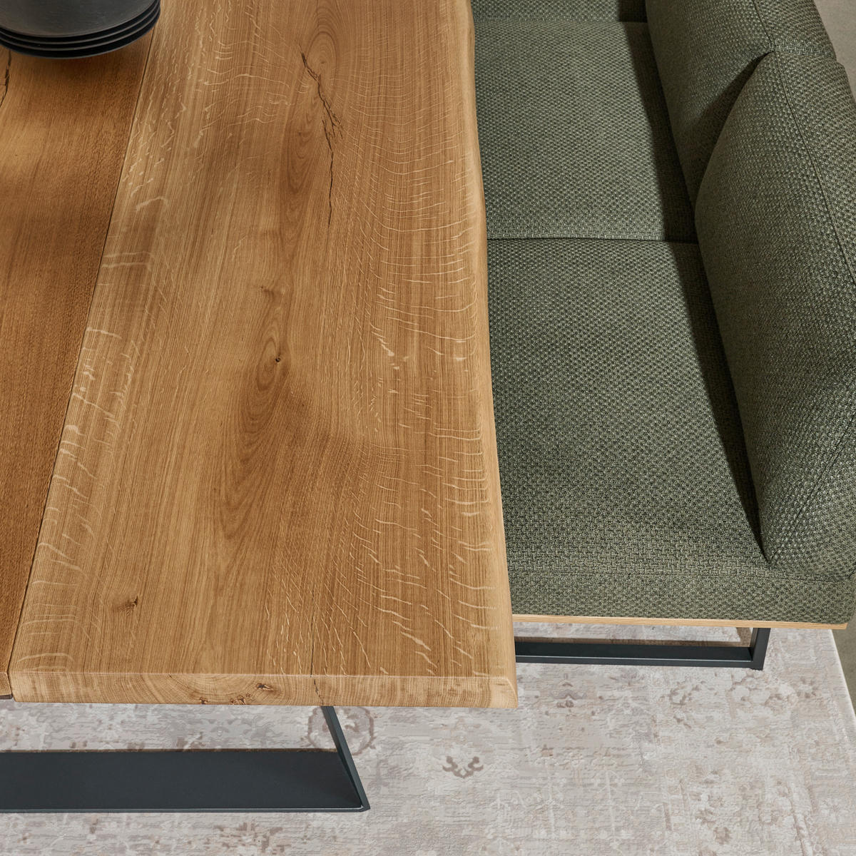 ESSTISCH in Holz, Metall 220/105/76 cm  - Eichefarben/Graphitfarben, Design, Holz/Metall (220/105/76cm) - Cassando