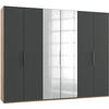 DREHTÜRENSCHRANK in Eichefarben, Graphitfarben  - Chromfarben/Eichefarben, Modern, Holzwerkstoff (300/236/58cm) - MID.YOU